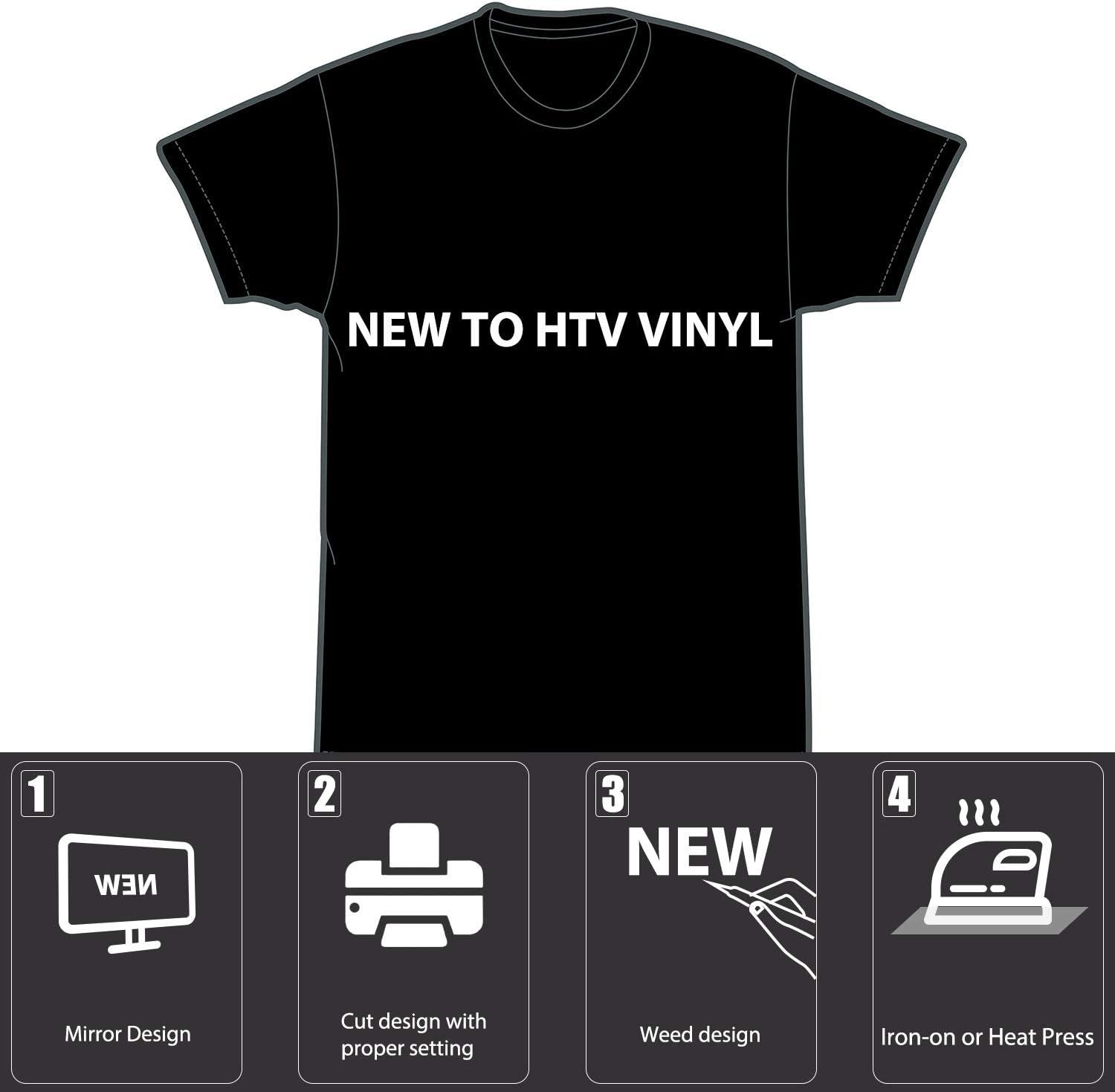 HTVRONT 12 x 5FT Heat Transfer Vinyl Black HTV Rolls for T-Shirts