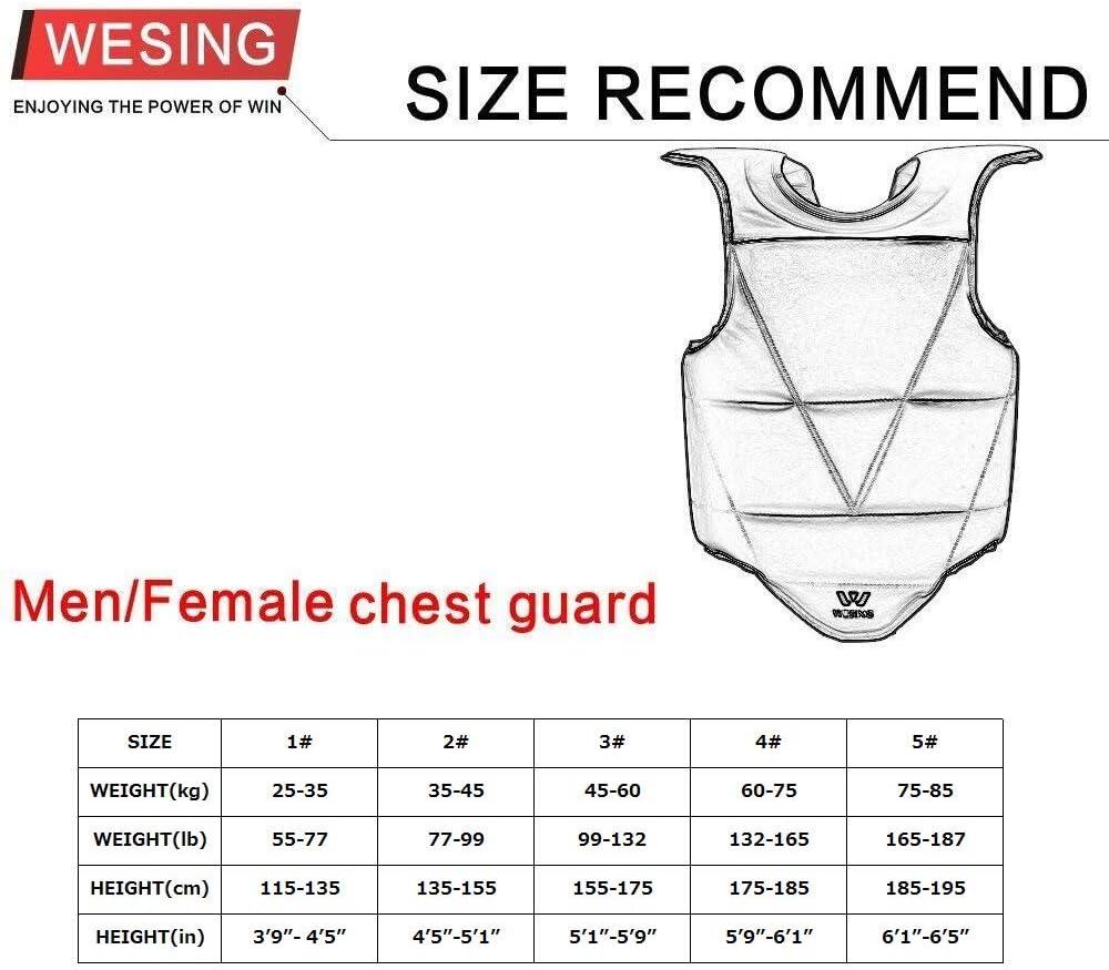 Wesing WTF Approved Taekwondo Chest Protector Taekwondo Solid Reversible Chest  Guard Body Protector 2#(103.5lb112.2lb)