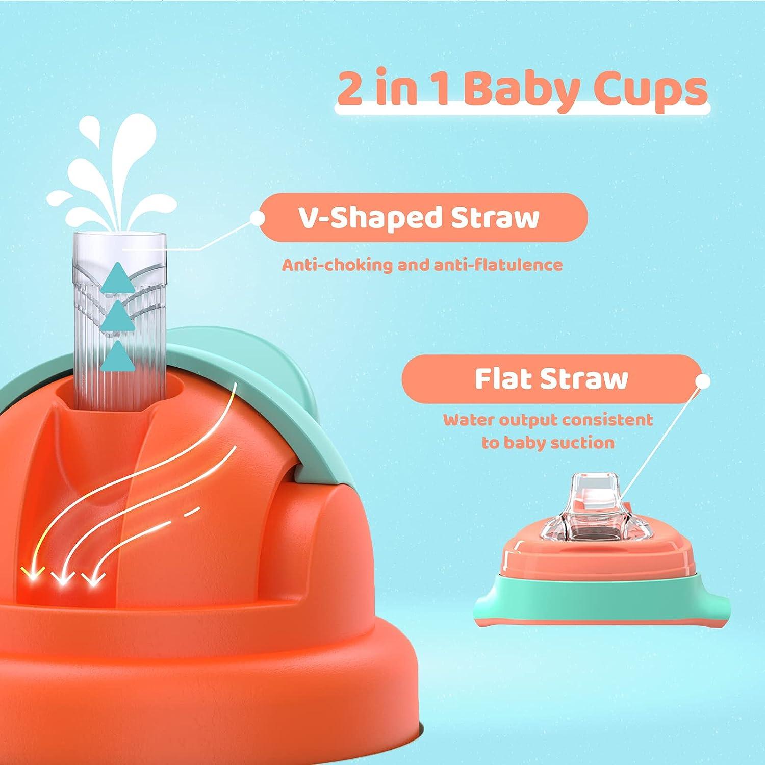 SUPERMAMA Sippy Cups for 1+ Year Old with Spout & Straw(11 Oz) PPSU No Spill  Sippy Cups with Weighted Straw Spill Proof Training Toddler Cups With  Handle for Baby 6+ Months Dark
