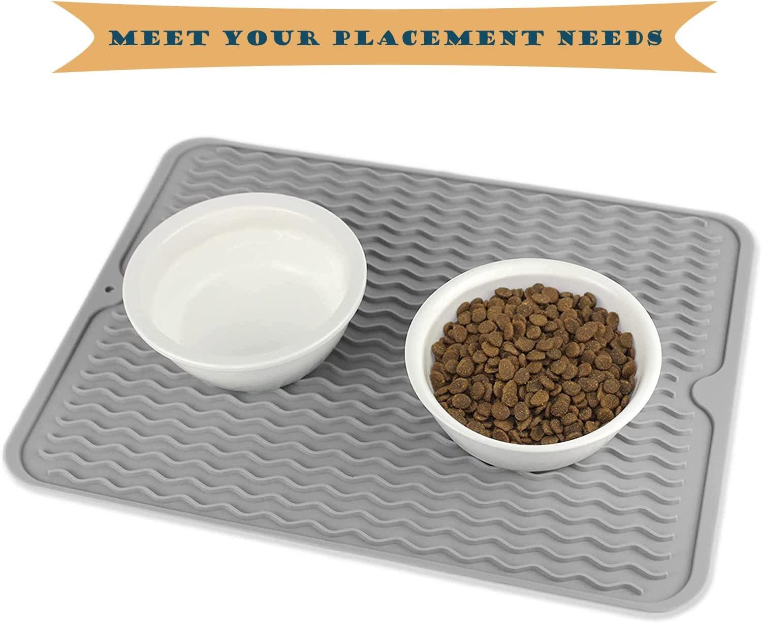 Silicone Pet Food Mat Waterproof Dog Bowl Mat Cat Pad Feeding Placement  Tray to Stop Food Spills and Water Messes Out to Floor