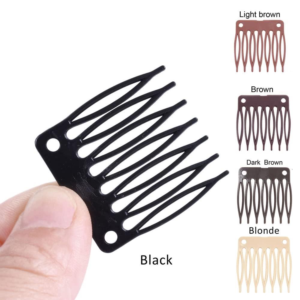 Xuxisowo 30 Pcs wig clips wig comb wig combs to secure wig 7-teeth Wig  combs for Making Wig Caps clips for wigs combs for wigs (30 Pcs, Mixed)
