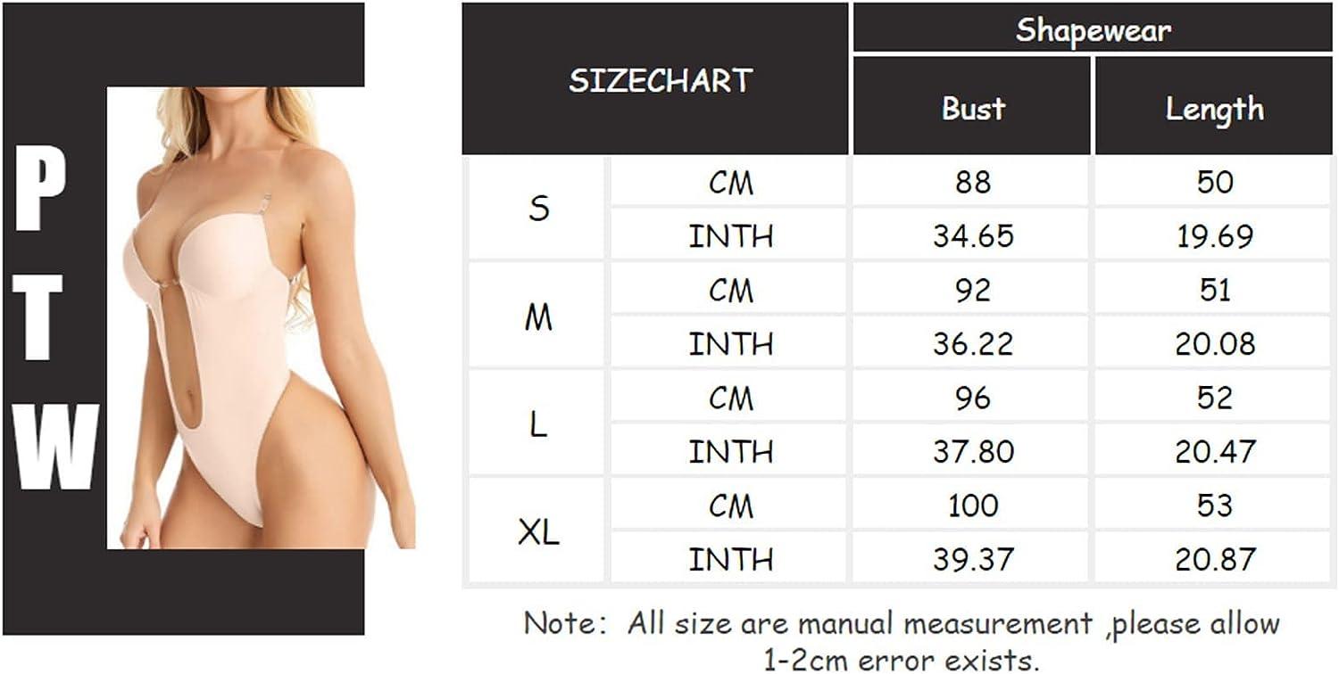 evzosrz Women's Backless Shapewear Bodysuit U Plunge Backless Body Shaper  Bra Seamless Thong Body Shaper for Low Back Dress Beige 2XL-Large