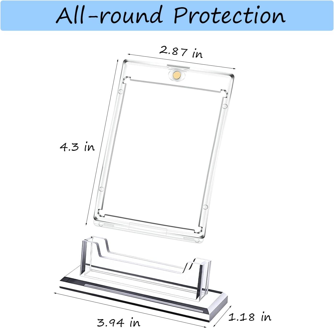 4Pcs Magnetic Card Holders for Trading Card, Baseball Card Protectors with  4 Stands, 35pt Acrylic Hard Card Sleeves Case for Sports Cards, MTG Cards