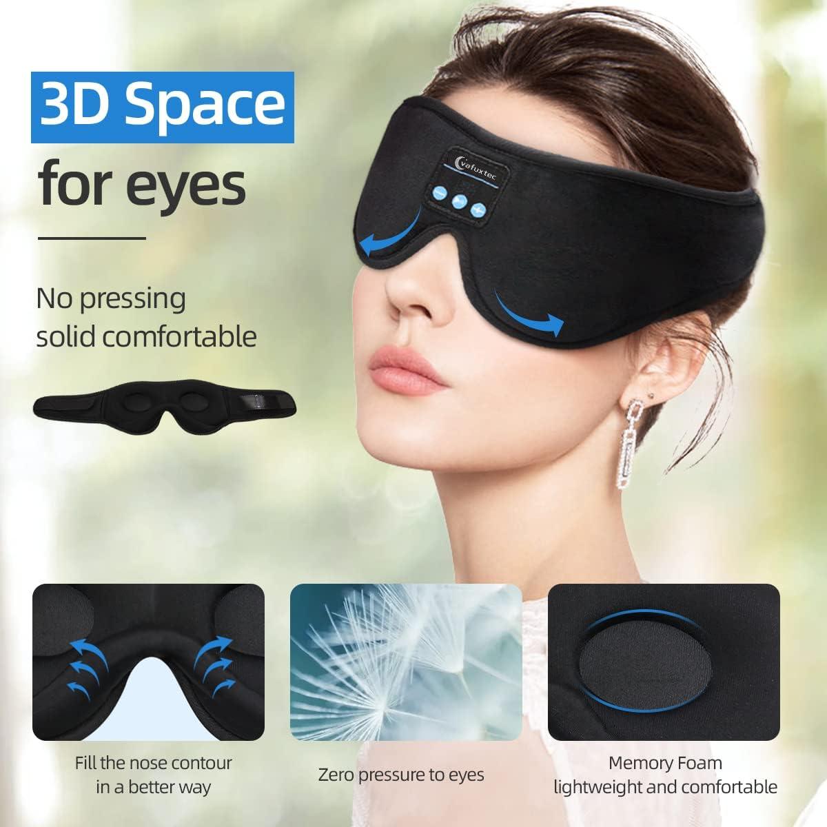 Sleep Mask Bluetooth Headphones 3D Sleep Eye Mask with White Noise Machine  Wireless Music Weighted Sleep