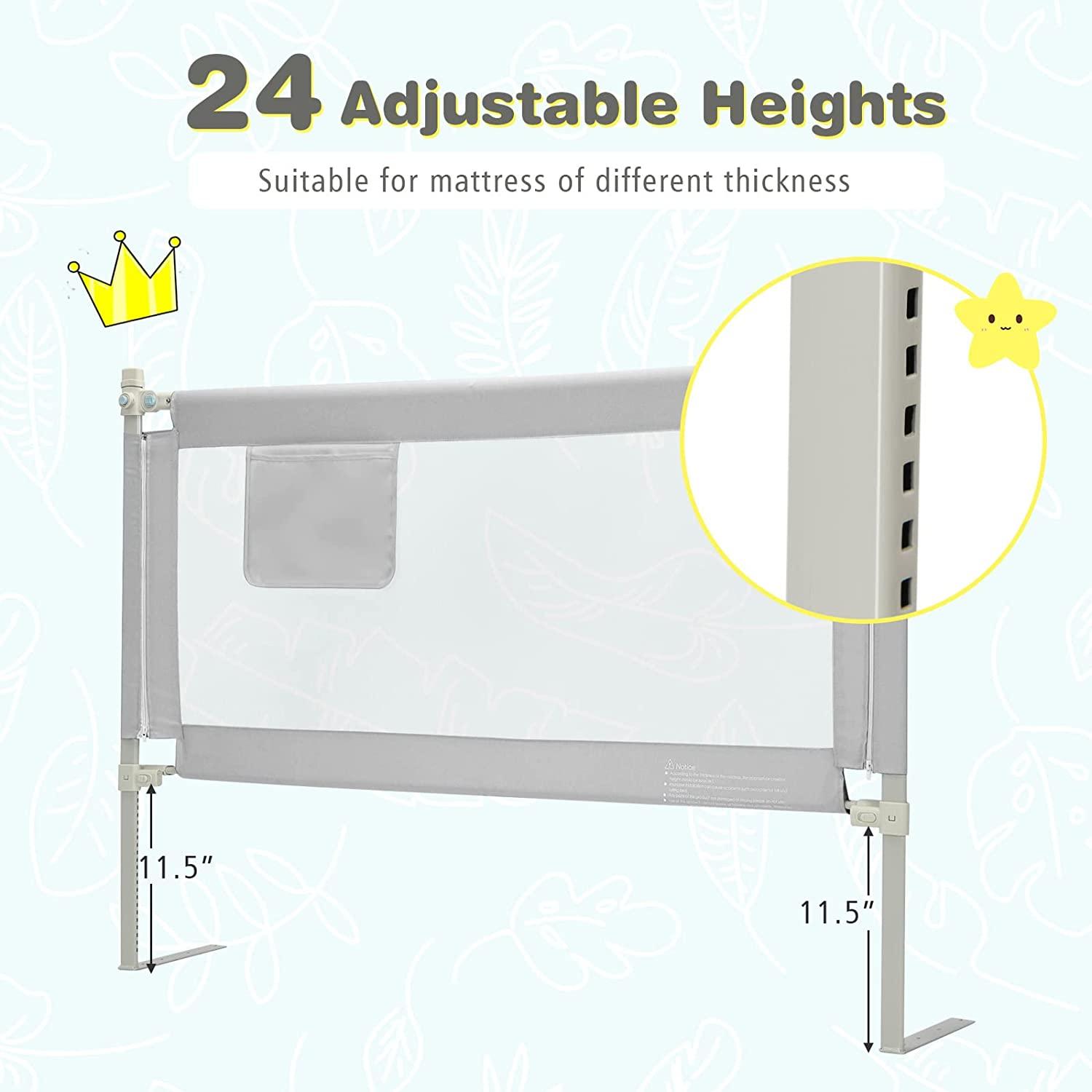 BABY JOY Bed Rail for Toddlers, 57 Extra Long, Height Adjustable