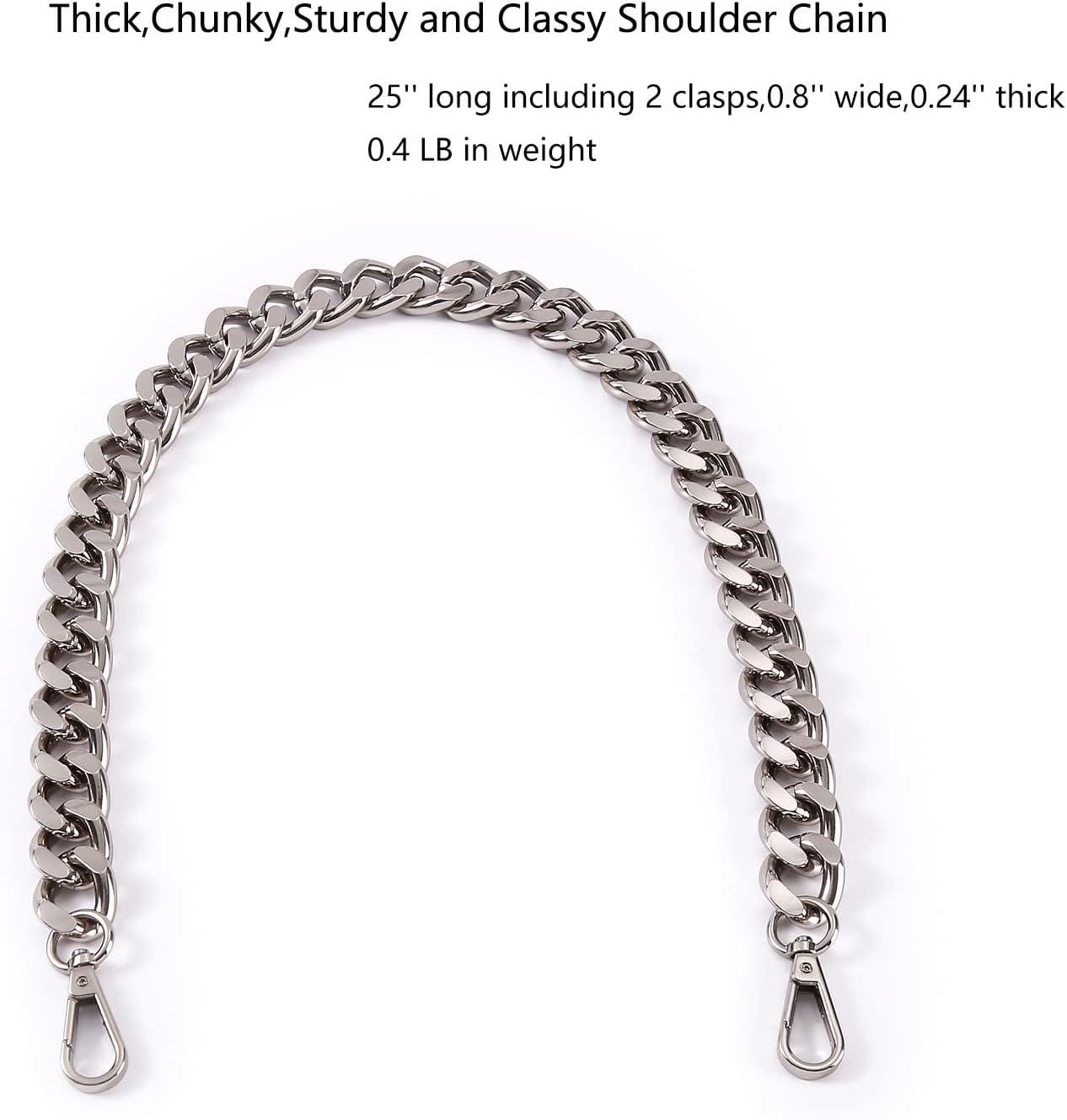 25 Inch Trendy Chunky Metal Chain Purse Handles Shoulder Strap
