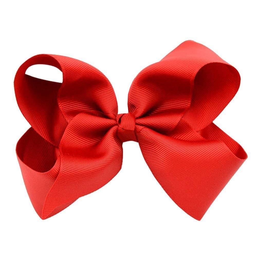 Big Hand-made Hair Bow Alligator Clips for Girls, Solid Color