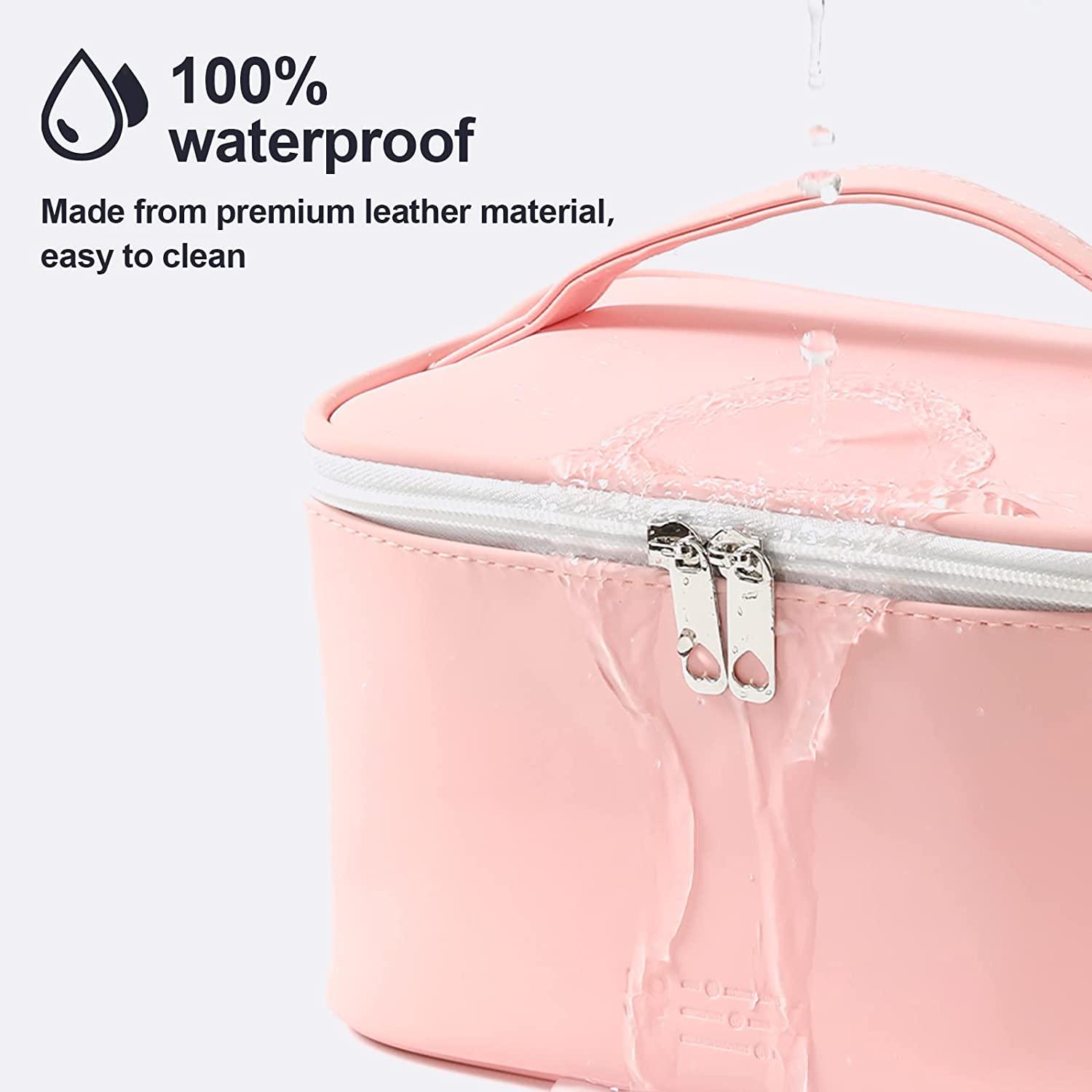  Sohynca PU Leather Cosmetic Bag for Women Minimalism Makeup Bag  for Daily Use Portable Storage Purse Small Neat Cosmetic Pouch  Water-resistant Toiletry Bag for Travel (Light Pink) : Beauty & Personal