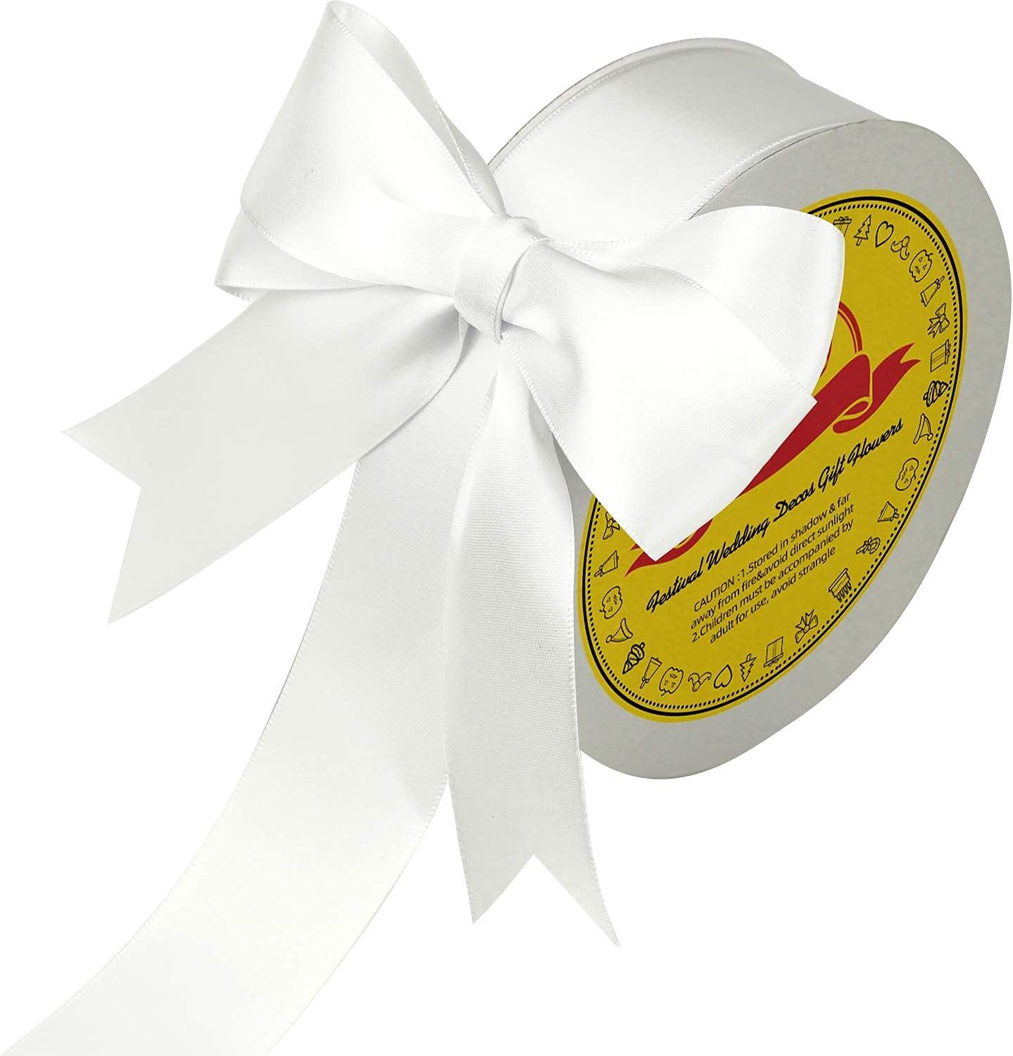 LEEQE Double Face White Satin Ribbon 1-1/2 inch X 50 Yards