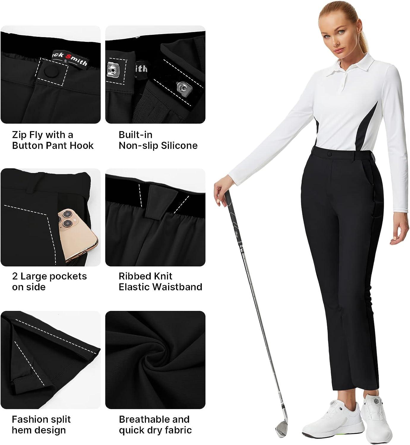 JACK SMITH Women's Golf Pants with Pockets Stretch Lightweight Work Pant  Quick Dry Casual Trousers Water Resistant S-XXL Medium Black