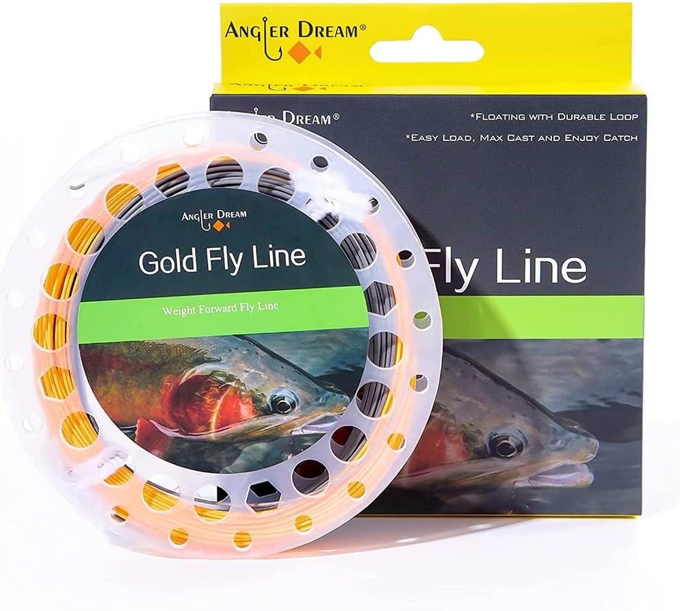ANGLER DREAM Gold Fly Line 90FT Weight Forward Floating 2 3 4 5 6 7 8 9WT  Fly Fishing Line ORANGE + GRAY WF6F-100FT