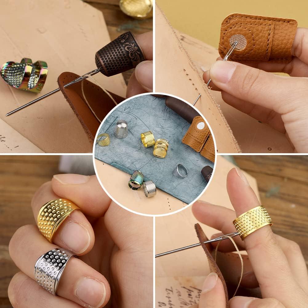 Leather Thimble Hand Sewing Thimble Finger Protector Coin Thimble Finger  Pads For Knitting Sewing Quilting Pin Needles Craft Accessories Diy Sewing  To