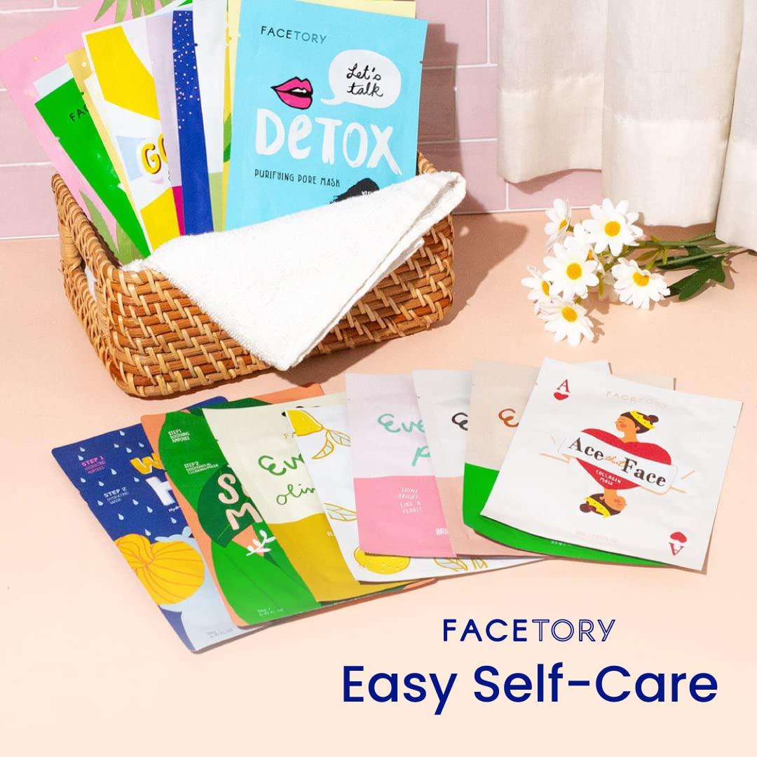 FACETORY 23 Sheet Mask Collection - Hydrating, Moisturizing, Radiance  Boosting, Soothing, Redness Relief - For All Skin Types, Made in Korea,  Variety