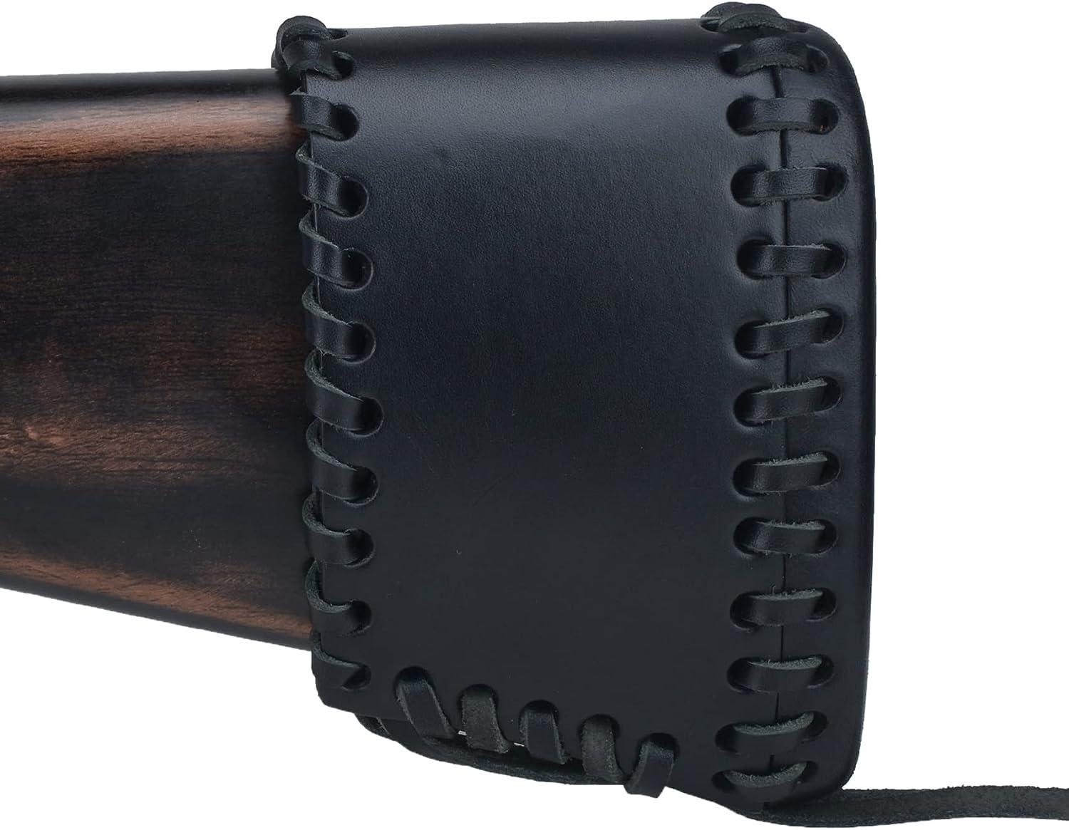 OXPANG Leather Rifle Gun Buttstock Extension, Slip on Recoil pad, Shotguns  Gun Butt Protector Black(Veg tanned)