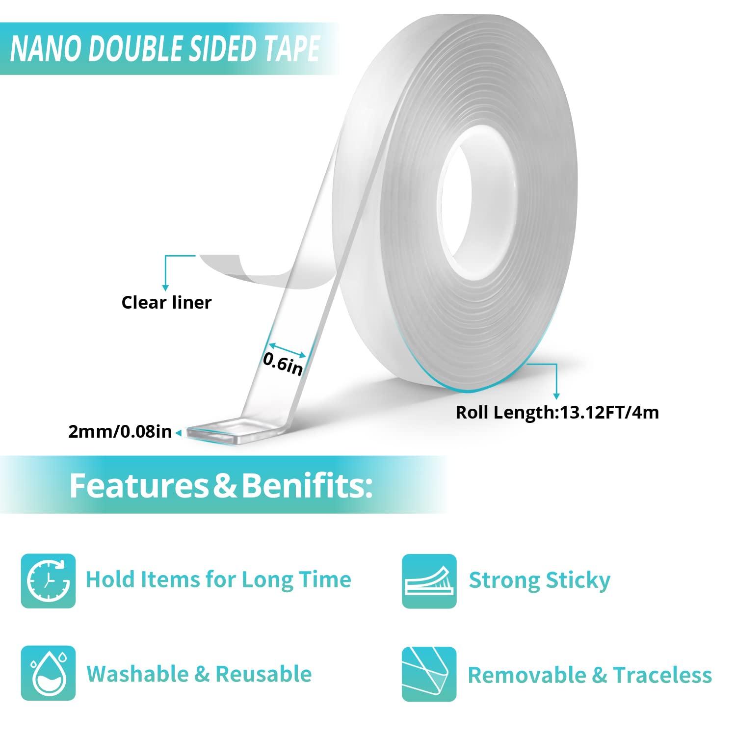 Reusable Nano Adhesive Tape, Nano Tape, Traceless Washable Adhesive Tape,  Multifunctional Traceless Double Sided