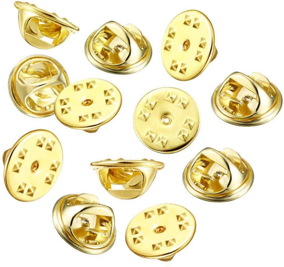 Pin Backs Lapel Pin Backs 50PCS Brass Metal Pin Backings for Brooch Tie Hat  Badge Insignia Gold