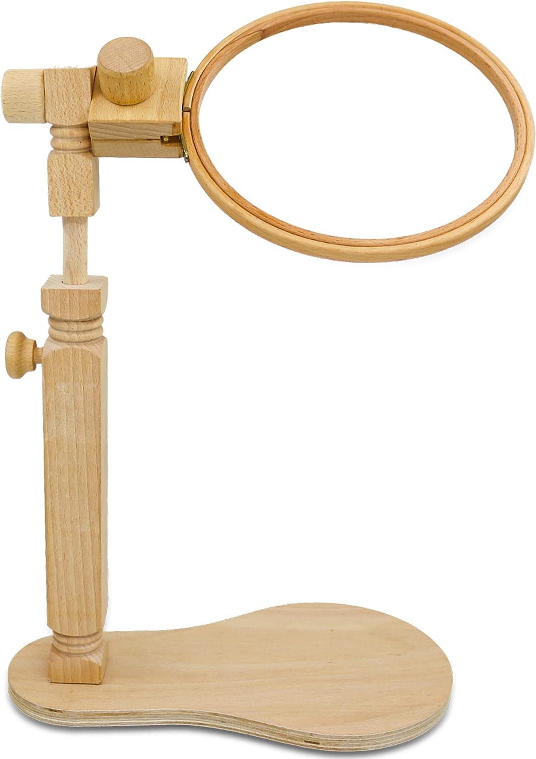 Qwork qwork embroidery stands, beech wood embroidery hoop stand, adjustable  rotating cross stitch stand lap, hands-free embroidery