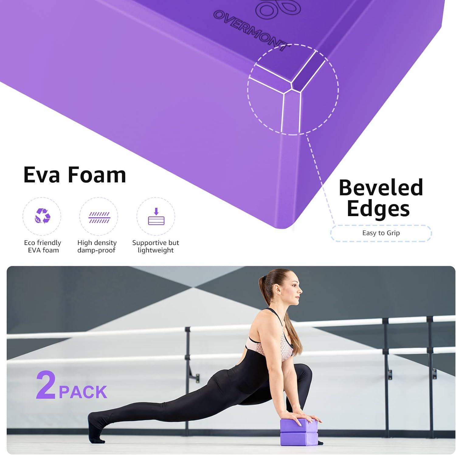 Overmont Yoga Block 2 Pack Supportive Latex-Free EVA Foam Soft Non
