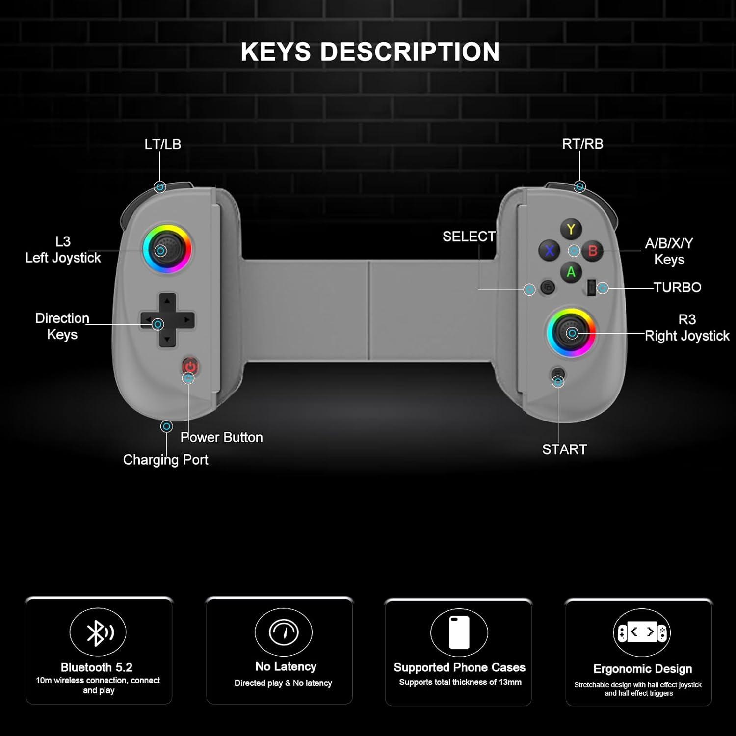 arVin Gamepad Controller for iPad/iPad Mini/iPad Air/Samsung Galaxy  Tab/Huawei MatePad/Yoga Tab/iPhone 15/14/Android Phone/PC/Switch/PS4 -Play  Xbox Cloud Gaming/PS Remote Play/Steam Link/Call of Duty Grey