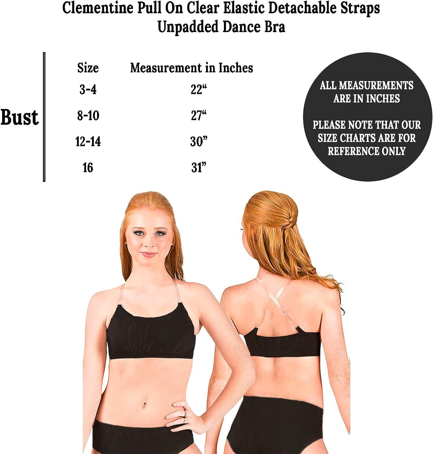 Clementine Apparel - Girls and Women Dance Bra with Clear Detachable Straps  Unpadded & Seamless 