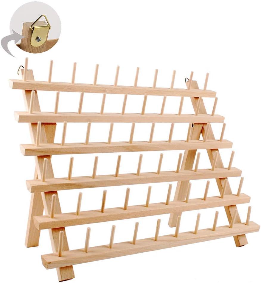 Wood Thread Stand Rack Holds Organizer Wall Mount 60 Spool Cone Embroidery  Sewing Storage Holder 