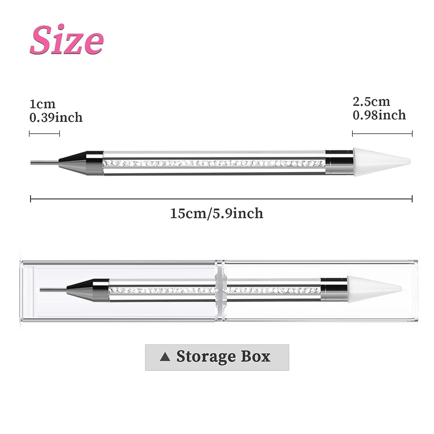 2 Pieces Rhinestone Picker Dotting Pen, Dual-ended Rhinestone Gems Crystals  Studs Picker Wax Pencil Pen Crystal Beads Handle Manicure Nail Art DIY  Decoration Tool (Pink, White)