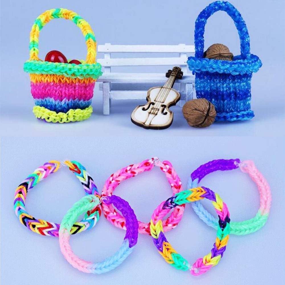 600Pcs Colorful Rubber Bands Refill + 480Pcs S Clip+ 1 Hook for Rubber Band  Knitting Hook Tool Kit DIY Rubber Band Bracelet Woven S Clips Connectors  Refills for DIY Bracelet Kit