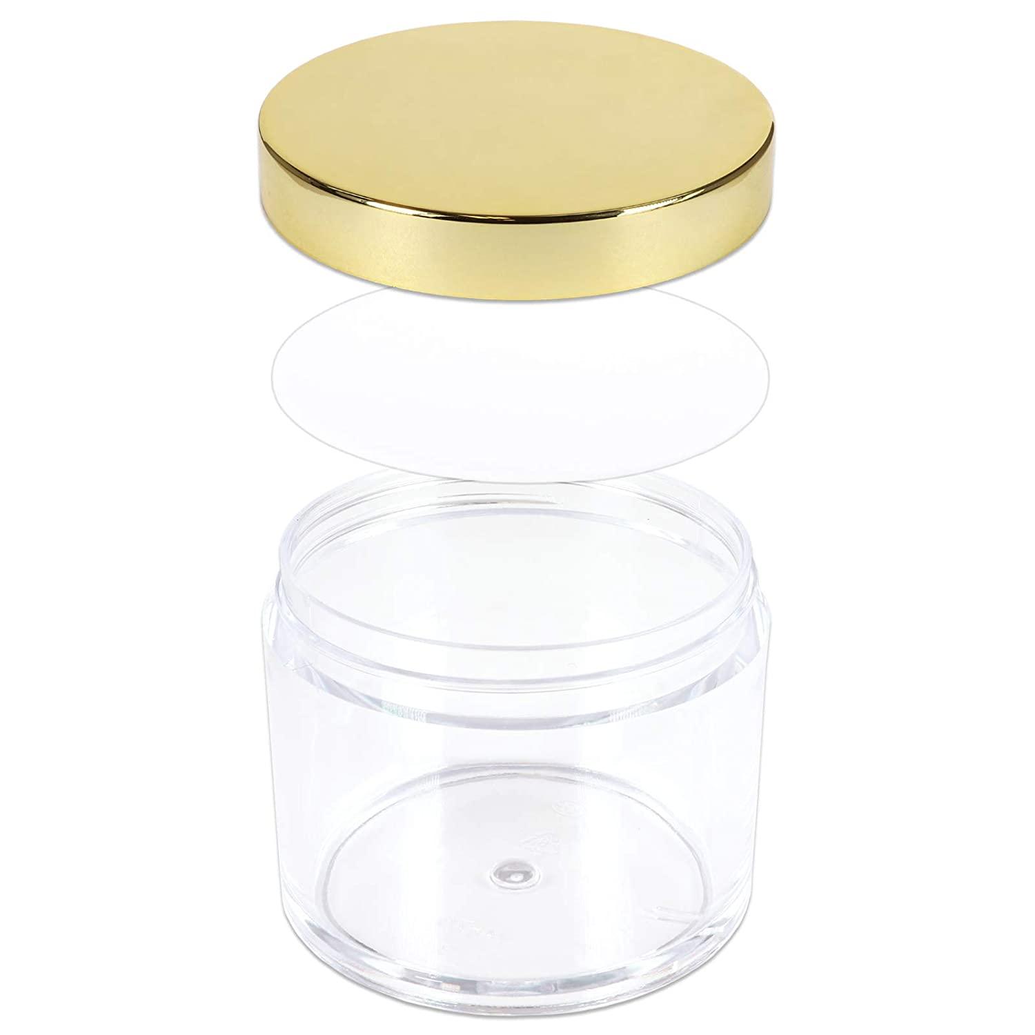 2oz Clear Glass Jar With Insulated Gold Lid for Creams, Skincare