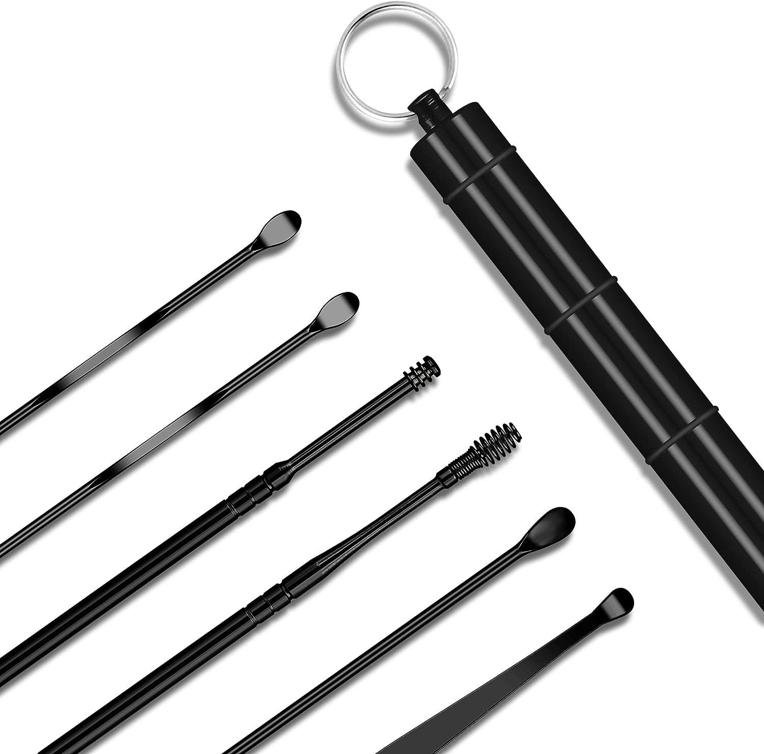 Ear Wax Removal Kit, Ear Pick Tools Earwax Removal 6-in-1 Ear Cleansing  Tool Set Stainless Steel Ear Curette Ear Wax Remover Tool (black)(free  Shippin