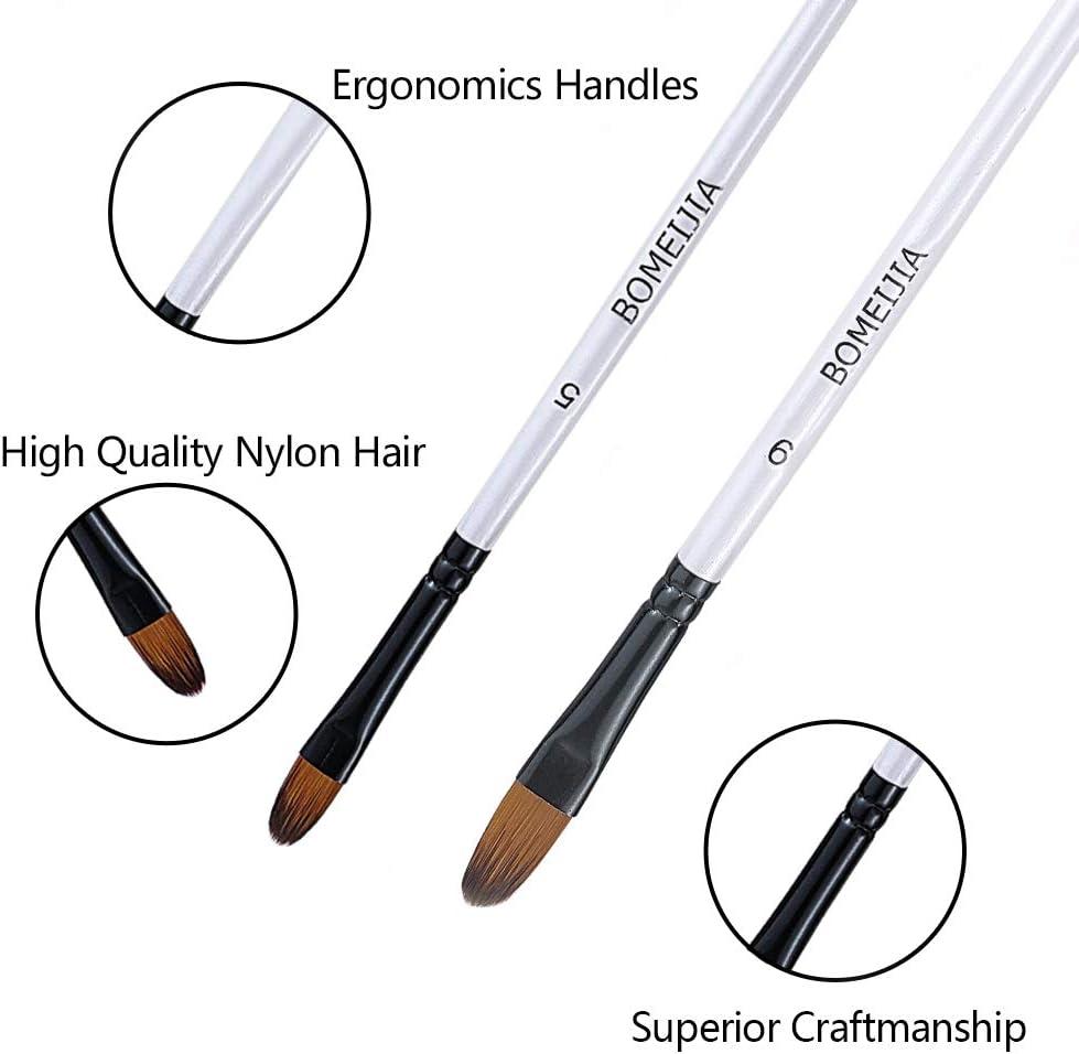 6 Pcs Nylon Wood Handle Paint Brushes Set Round Acrylic Oil Watercolor  Brushes Professional Painting Brush for Ink Rock Painting