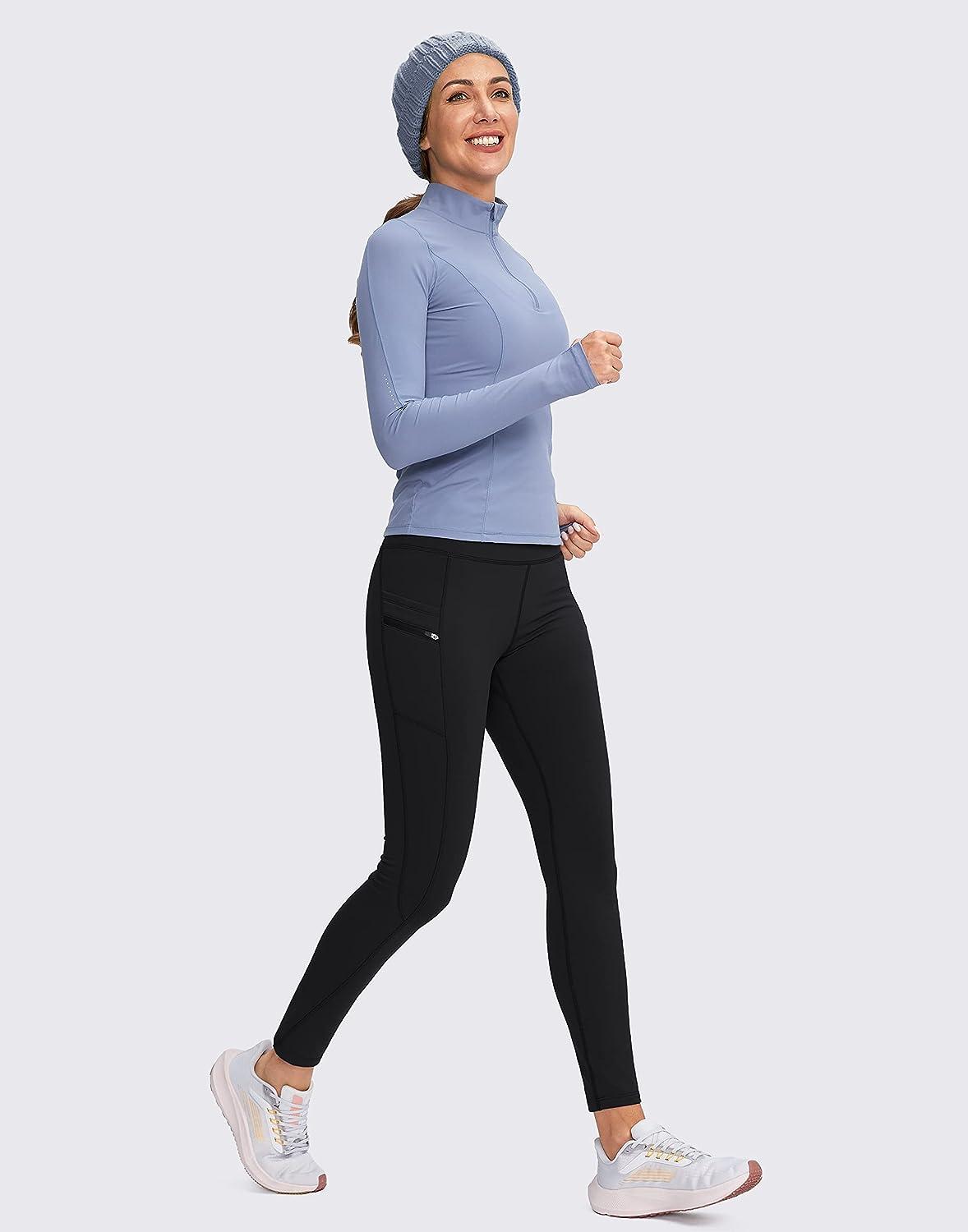 Women's Thermal Fleece Lined Workout Leggings 25 Inches - High