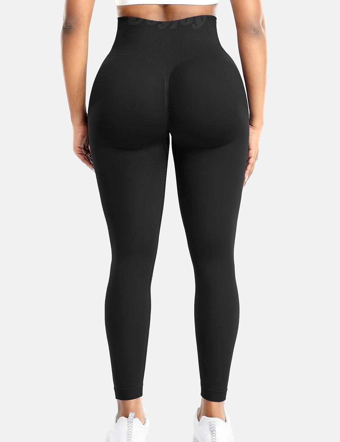 VOYJOY Women Scrunch Butt Lifting Seamless Yoga Leggings High Waist Pants  Tummy Control Vital Runched Booty Compression Tight, #1 Black, Small :  : Clothing, Shoes & Accessories