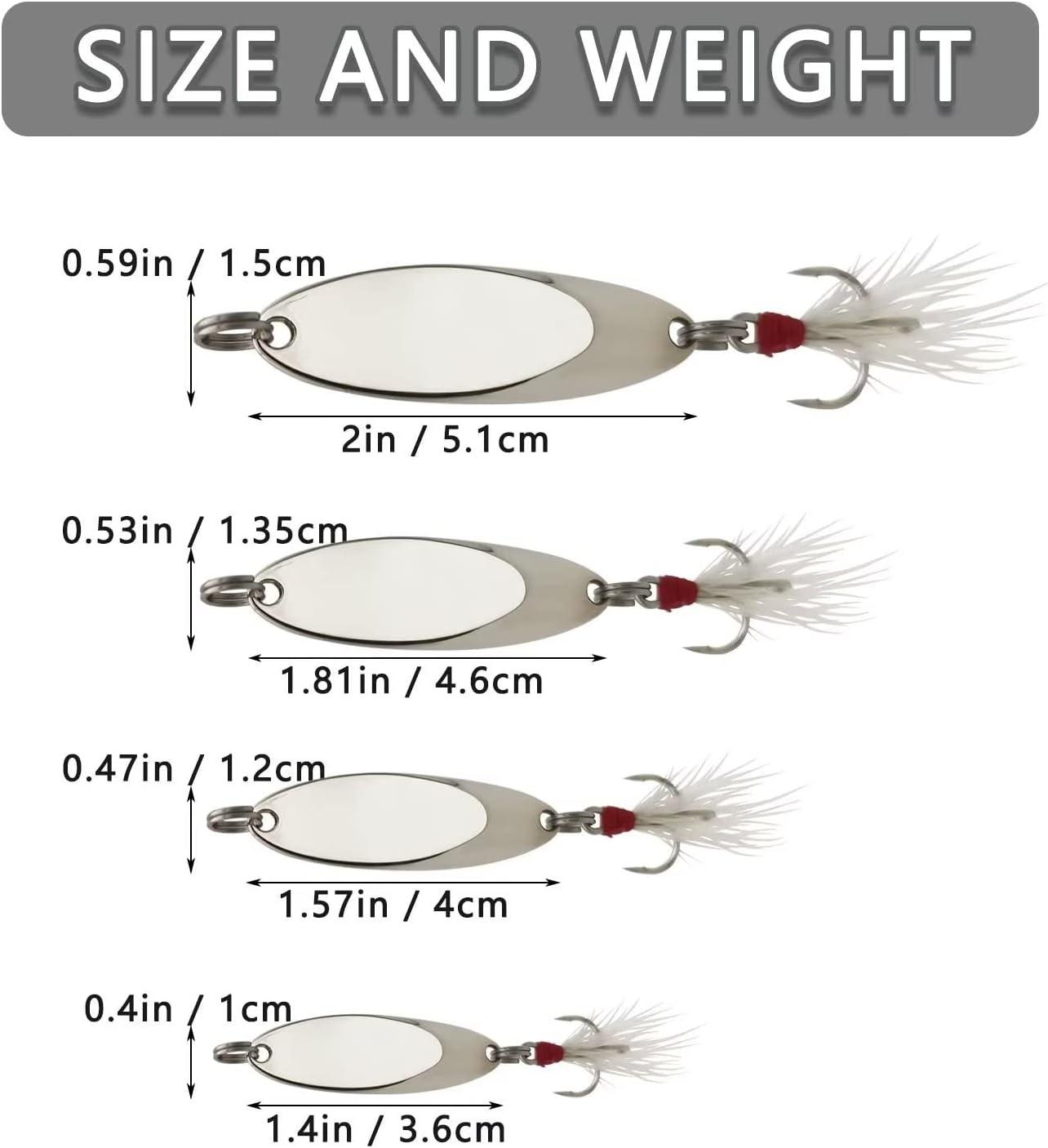 CWSDXM Fishing Spoons Fishing Lures Casting Spoon Metal Jig Lure Trout Lures for Freshwater/Saltwater, Reflective Spoons Bait with Treble Hooks