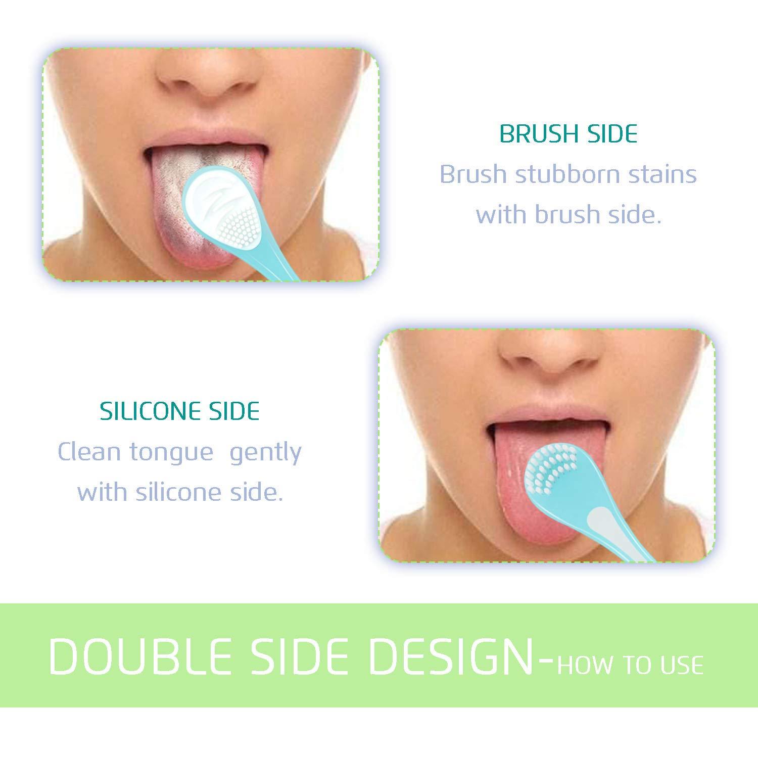 Tongue Scraper (4 Pack), Tongue Cleaners (2 pcs Stainless Steel, 2pcs  2-in-1 soft silicone), Reduce Bad Breath (Medical Grade), 100% BPA Free  Metal Tongue Scrapers Fresher Breath in Seconds Blue Blue