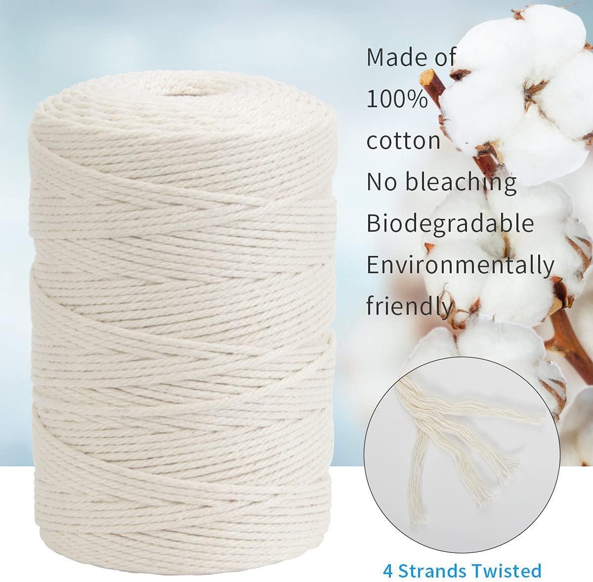 ST 4pcs Double Twisted Macrame Cord 3mm, Soft Unstained Cotton Rope DIY  Craft Cotton Cord for Plant Hangers Knitting, Wall Hangers, Decorative  Projects (1 PCs - 10 yards)