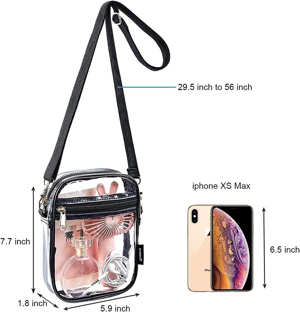 INICAT Clear Crossbody Purse Bag, Pga Stadium Aprroved Clear Handbags for Work, Concerts, Sports Events