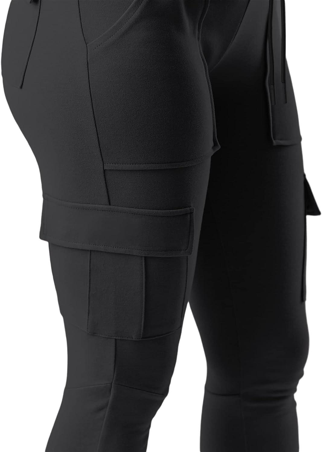 RESHE Womens Yoga Sweatpants with Pockets Stretch Tapered Joggers Pants  Drawstring Running Lounge Running Hiking Black Medium