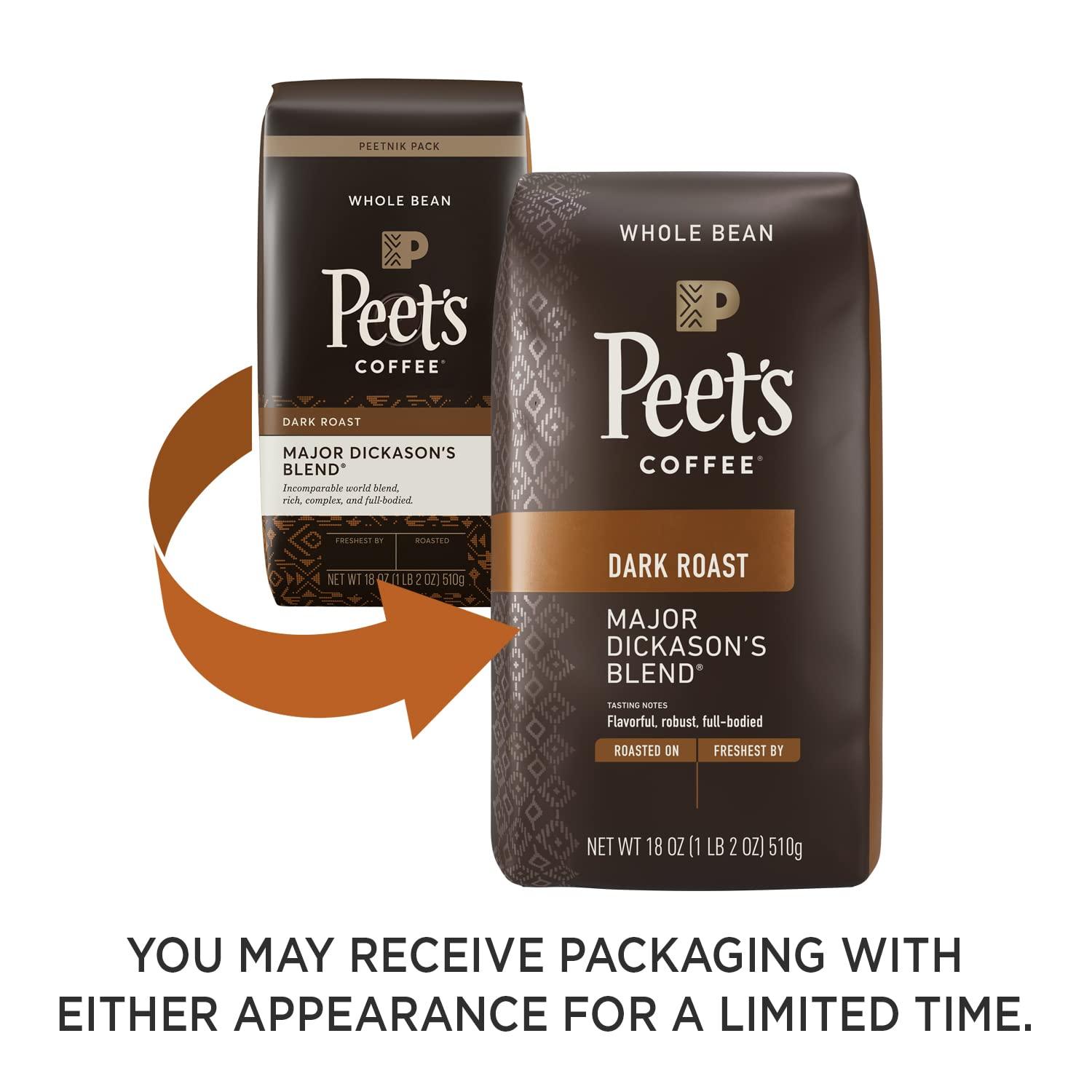 Peets Coffee Coffee, Dark Roast, Major Dickason's Blend, K-Cup Pods - 22 pack, 0.44 oz cups