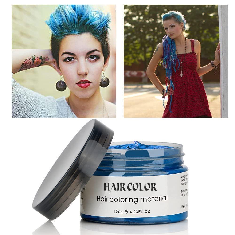 Temporary Hair Color Dye Wax Instant Blue Hair Color Wax EFLY Temporary  Hairstyle Cream 4.23 oz