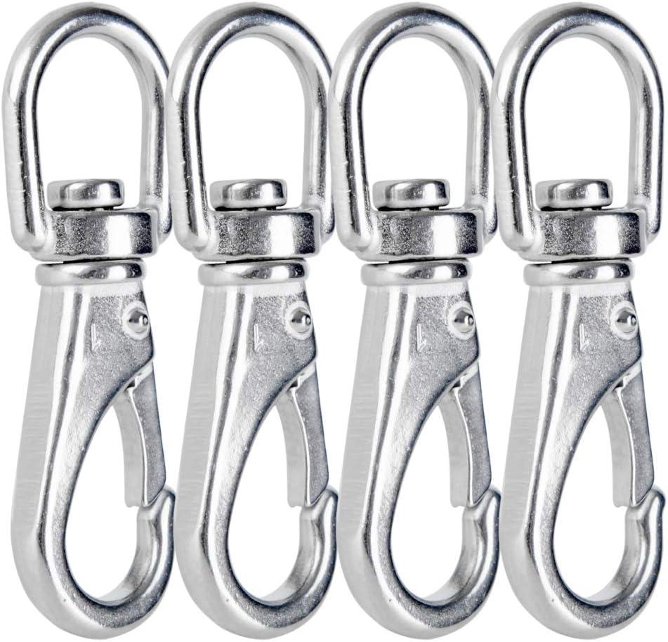 AOWESM Stainless Steel Swivel Eye Snap Hook, Heavy Duty Scuba Diving Clips, Flag  Pole Clips, Spring Buckles for Bird Feeders Pet Chains Dog Leashes  Keychains and More (4 Pieces) M5/1#, Silver