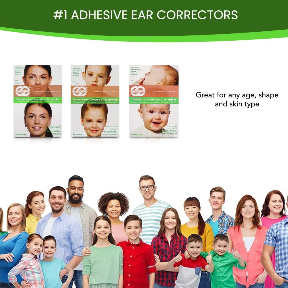 Pretty Ears Cosmetic Ear Corrector for Adults (4 Pairs), Transparent  Silicone Ear Tape for Prominent Ears, Correct Protruding Ears Without  Surgery