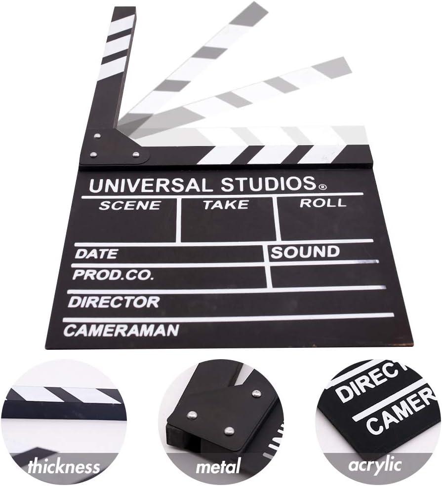 Movie Film Clap Board, 12x11 Hollywood Clapper Board Wooden Film Movie  Clapboard Accessory with Black & White