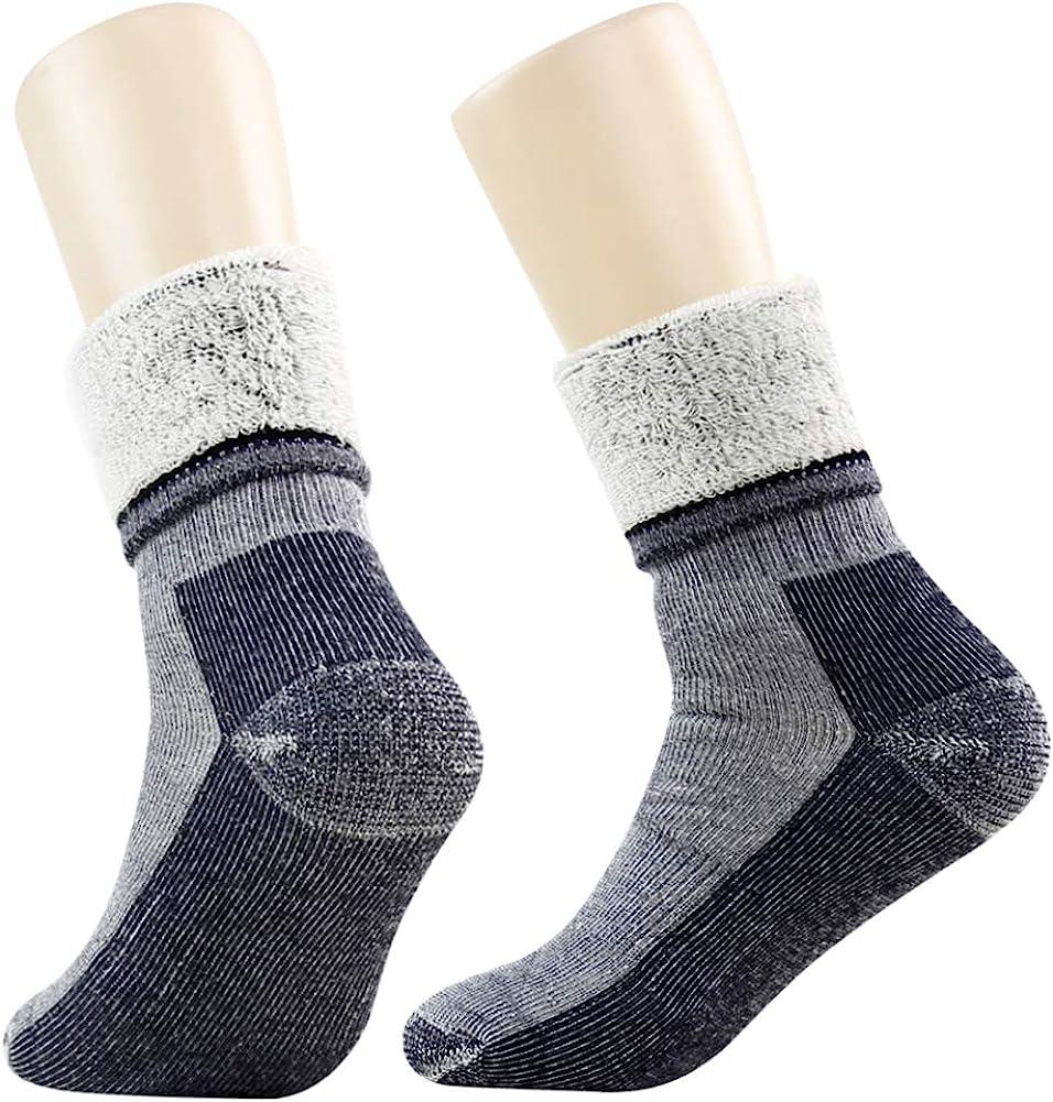 Wool Socks, RTZAT Merino Wool Hiking Outdoor Cushioned Thermal Thick  Moisture Wicking Athletic Crew Socks Multicolor Large