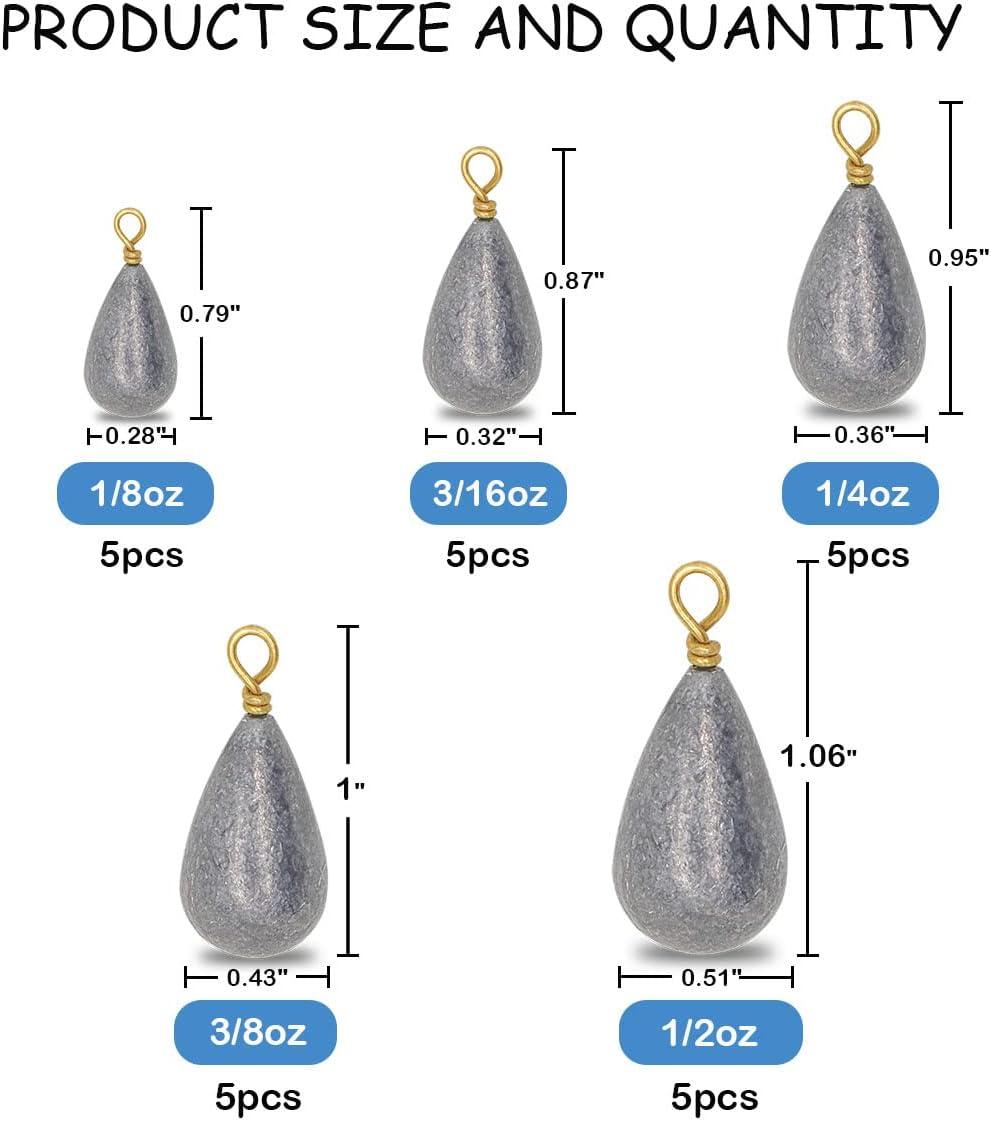 UperUper Fishing Weights Sinkers Kit, 25pcs/Box Assorted Bass Casting  Weights Bell Sinkers Catfish Weights Sinkers for Saltwater Freshwater  Fishing : : Sports & Outdoors