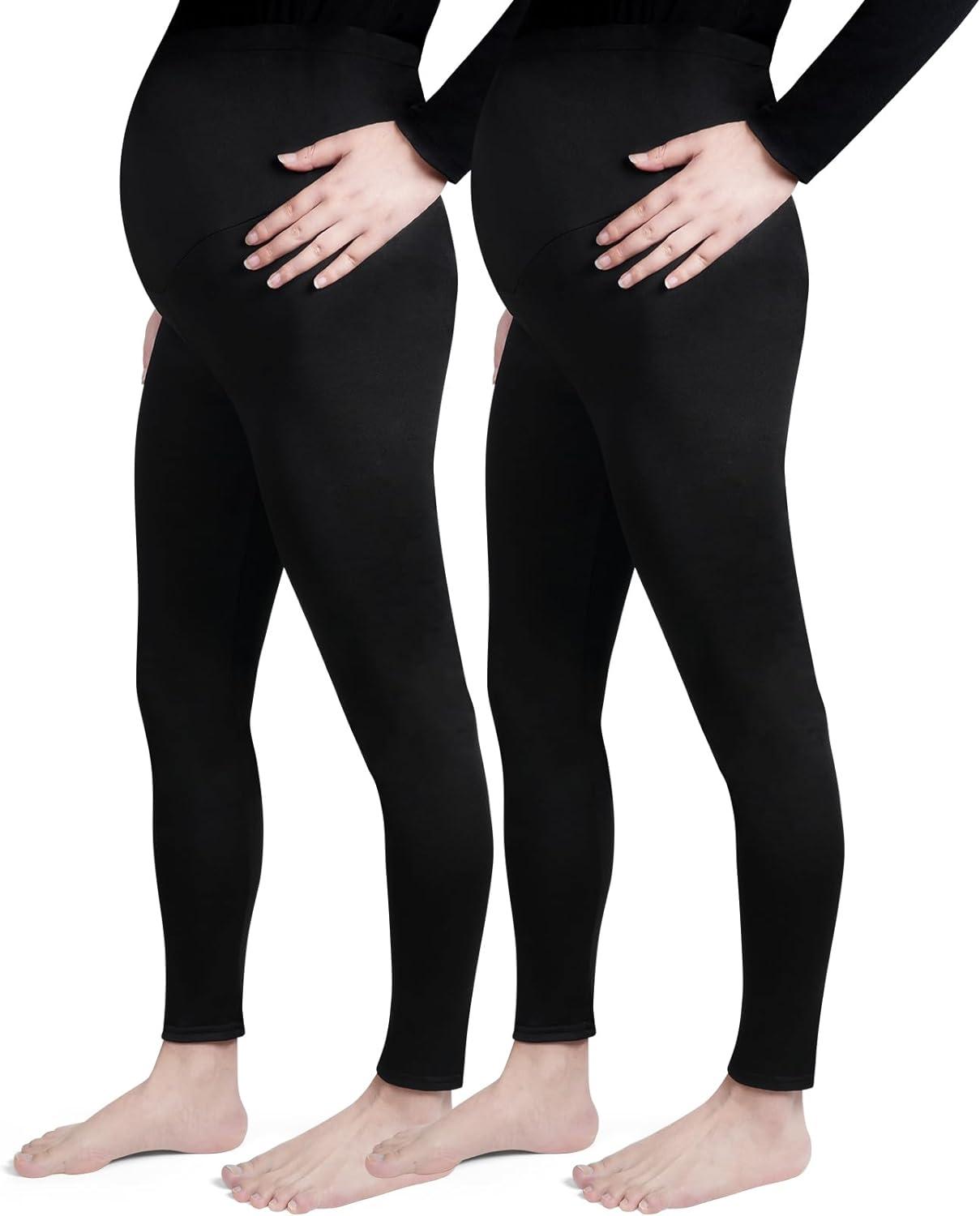  2Pcs Womens Maternity Leggings Over The Belly