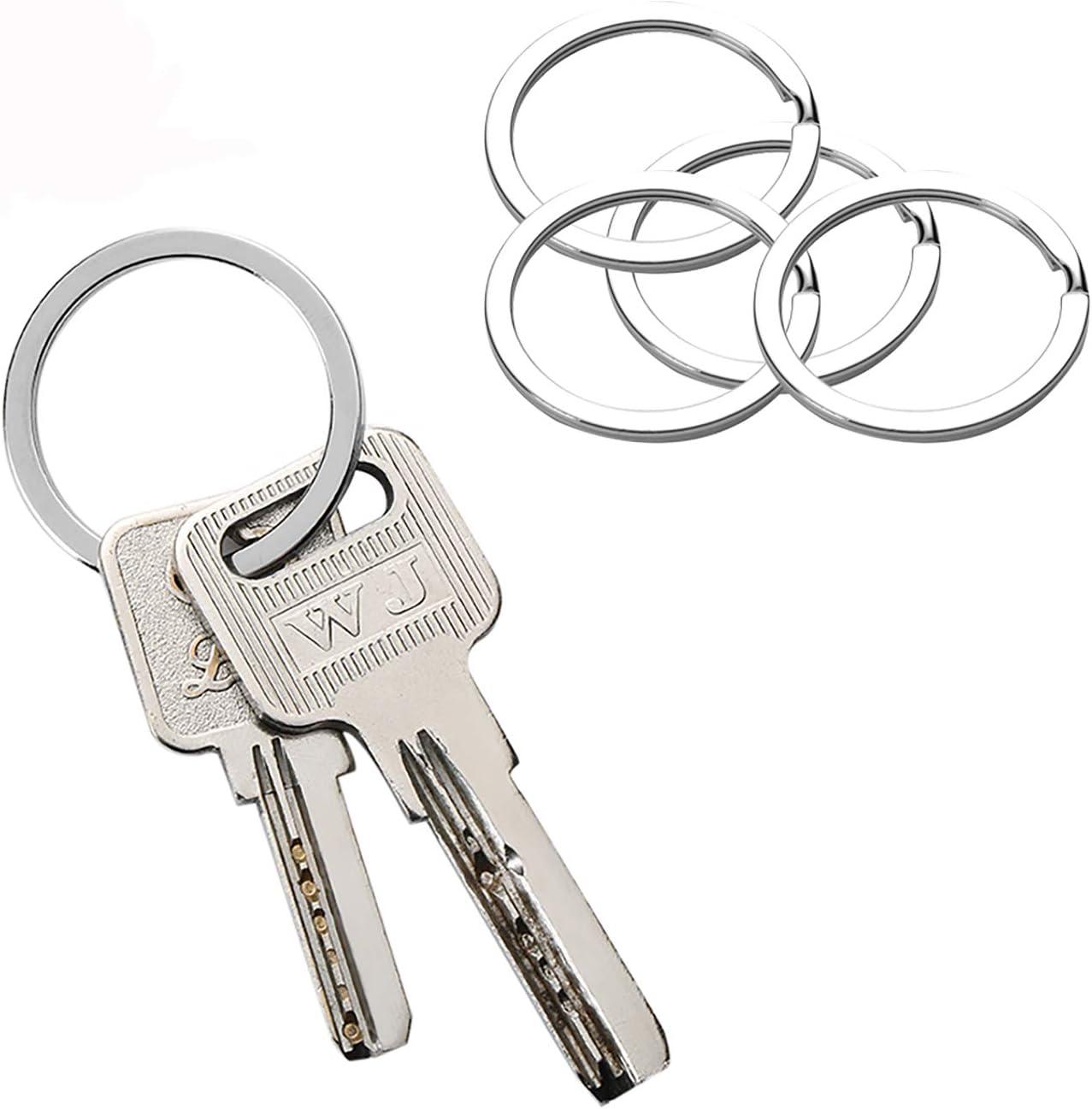 HeeYaa Flat Key Rings 50 Pieces 1 inches Flat Key Rings Metal Keychain  Rings Split Keyrings Flat O Ring for Home Car Office Keys Attachment(Silver)