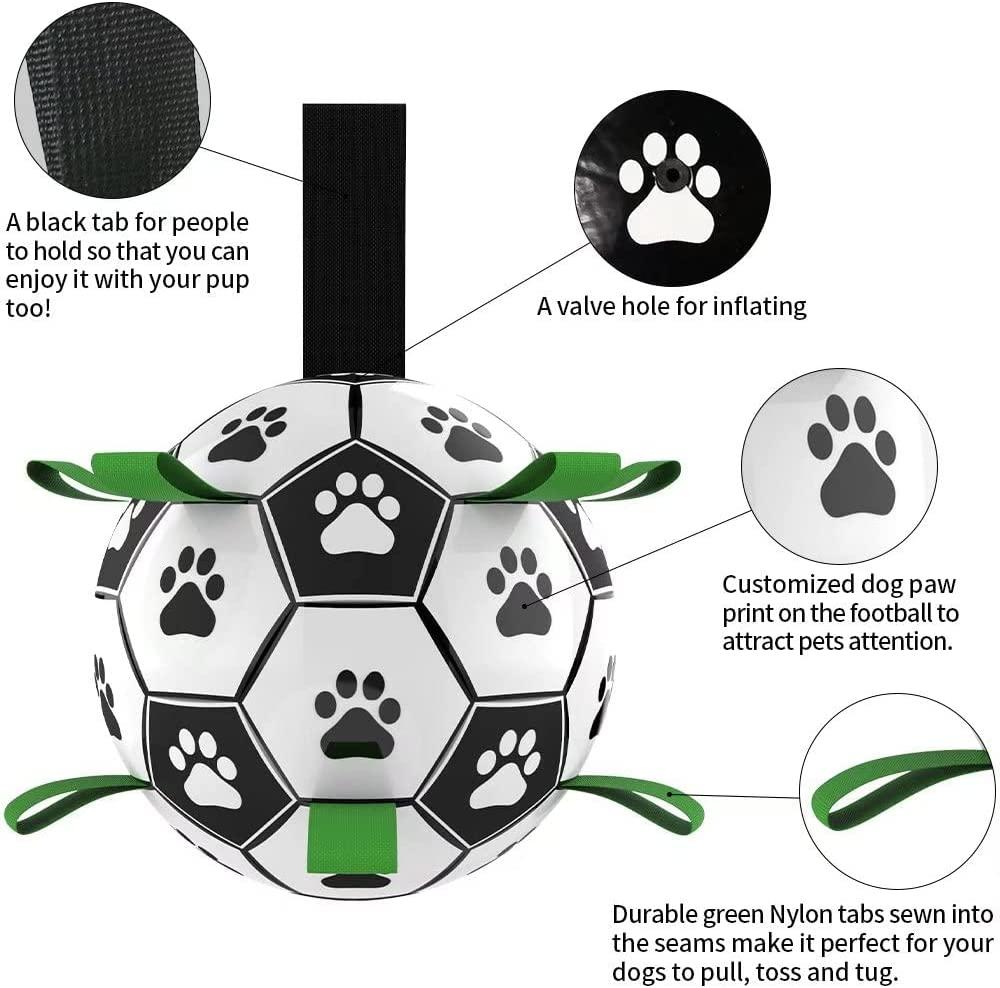 QDAN Dog Ropes Toys Soccer Ball with Straps, Interactive Dog Toys for Tug  of War, Puppy Birthday Gifts, Dog Tug Toy, Dog Water Toy, Durable Dog Balls