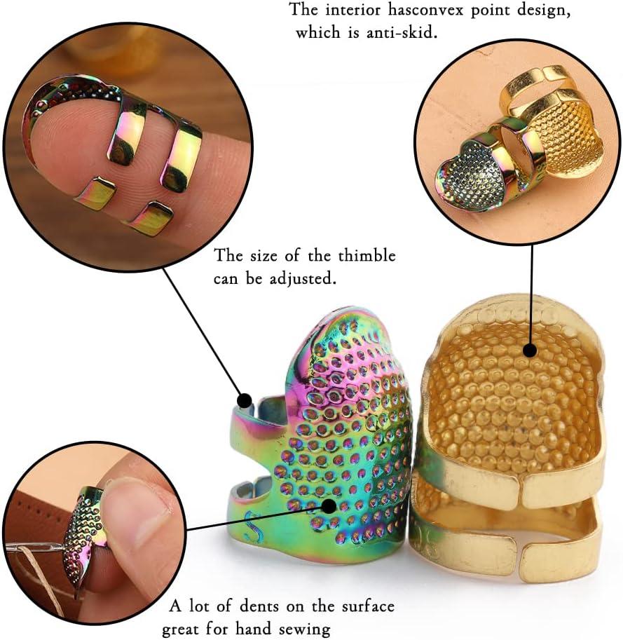 23Pcs Sewing Thimble Finger Protectors, Adjustable Metal Copper