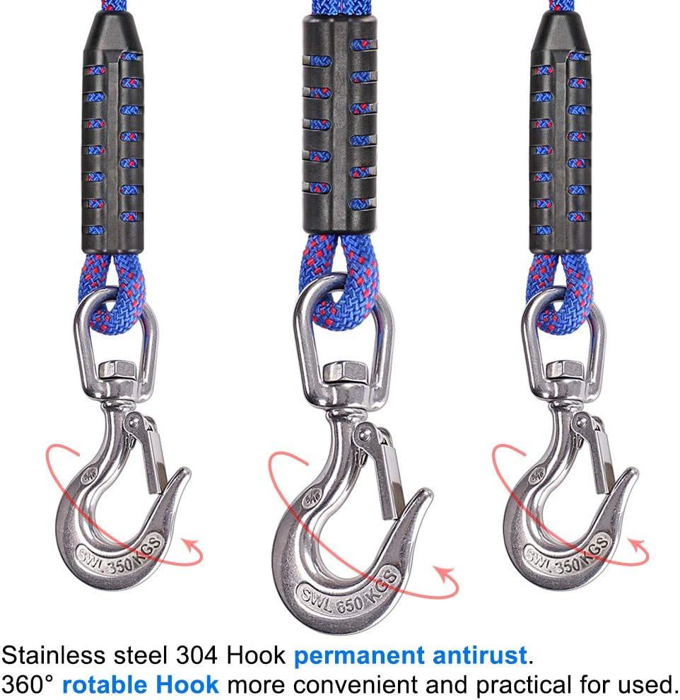 24 ft Heavy Duty Boat Tow Harness, Boat Tow Ropes, Easy Connection w/ 3  Stainless Steel Larger Hooks, SELEWARE