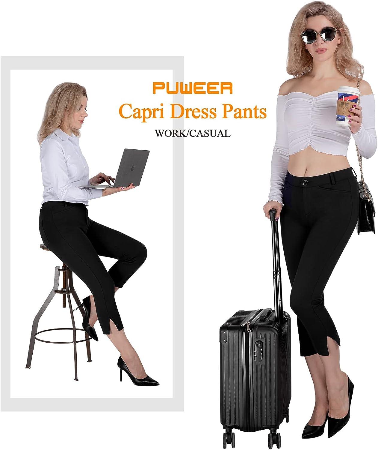 PUWEER Work Pants For Women, Stretch Dress Pants